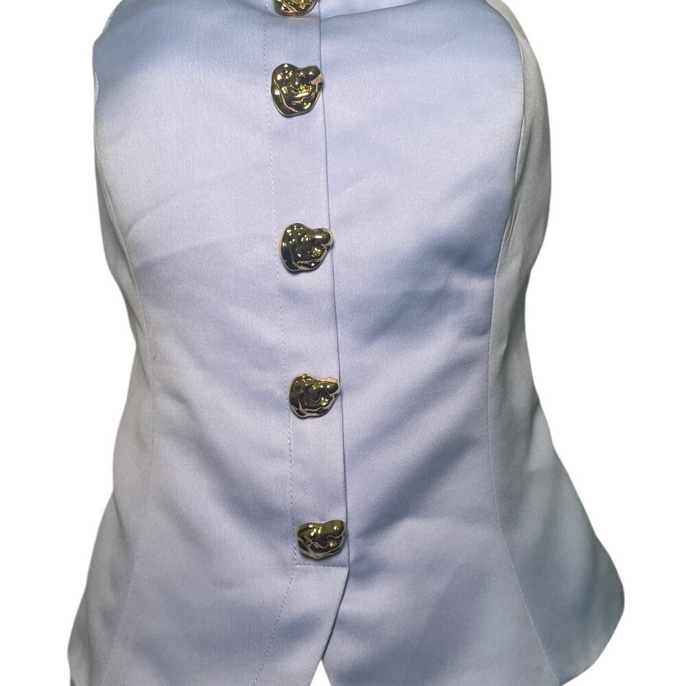 Endless Rose Strapless Lavender Button Front Top … - image 2